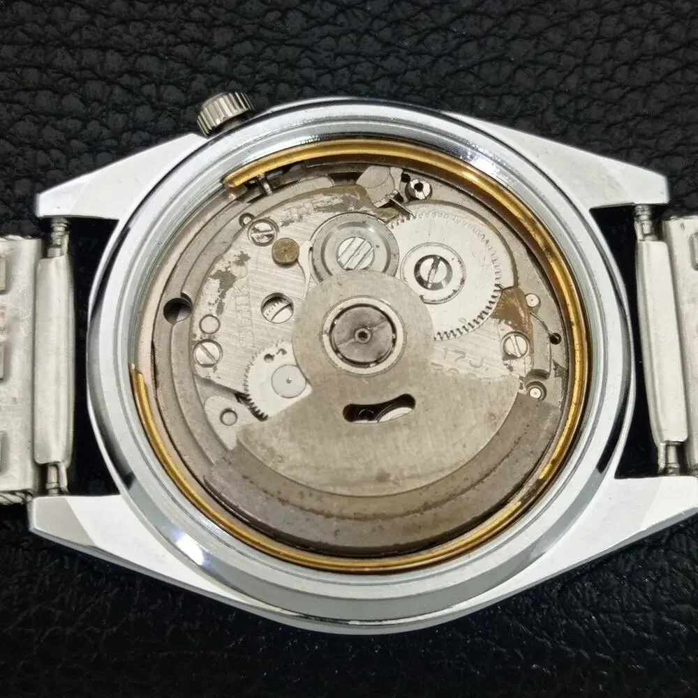 Vintage 1976 FCB Seiko Automatic Mens Silver Watch W/daydate & FCB accents
